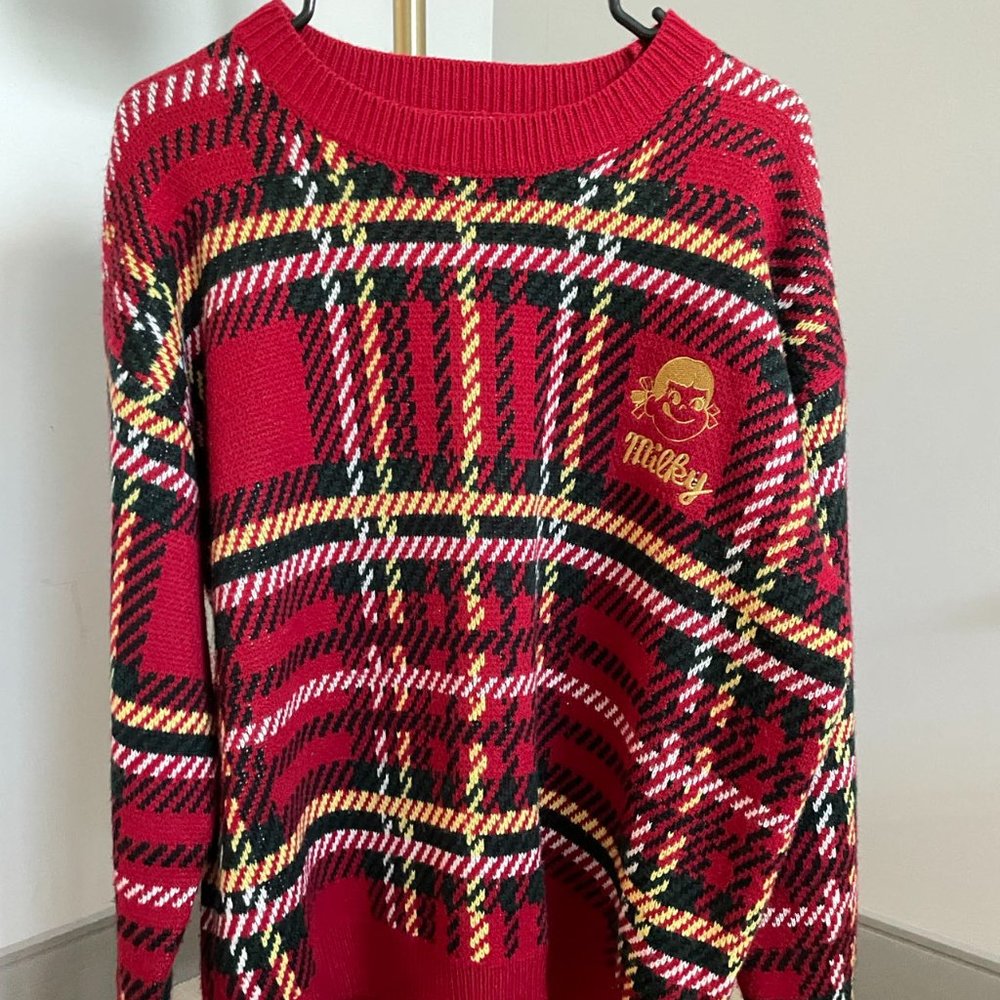 Groovy Printed Ribbed Knit Sweater